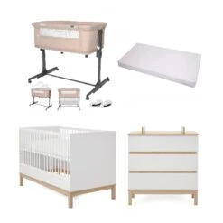 Obaby Astrid 5 Piece Newborn Room Set Bundle – White/Oak