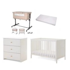 Obaby Evie 5 Piece Newborn Room Set Bundle – White