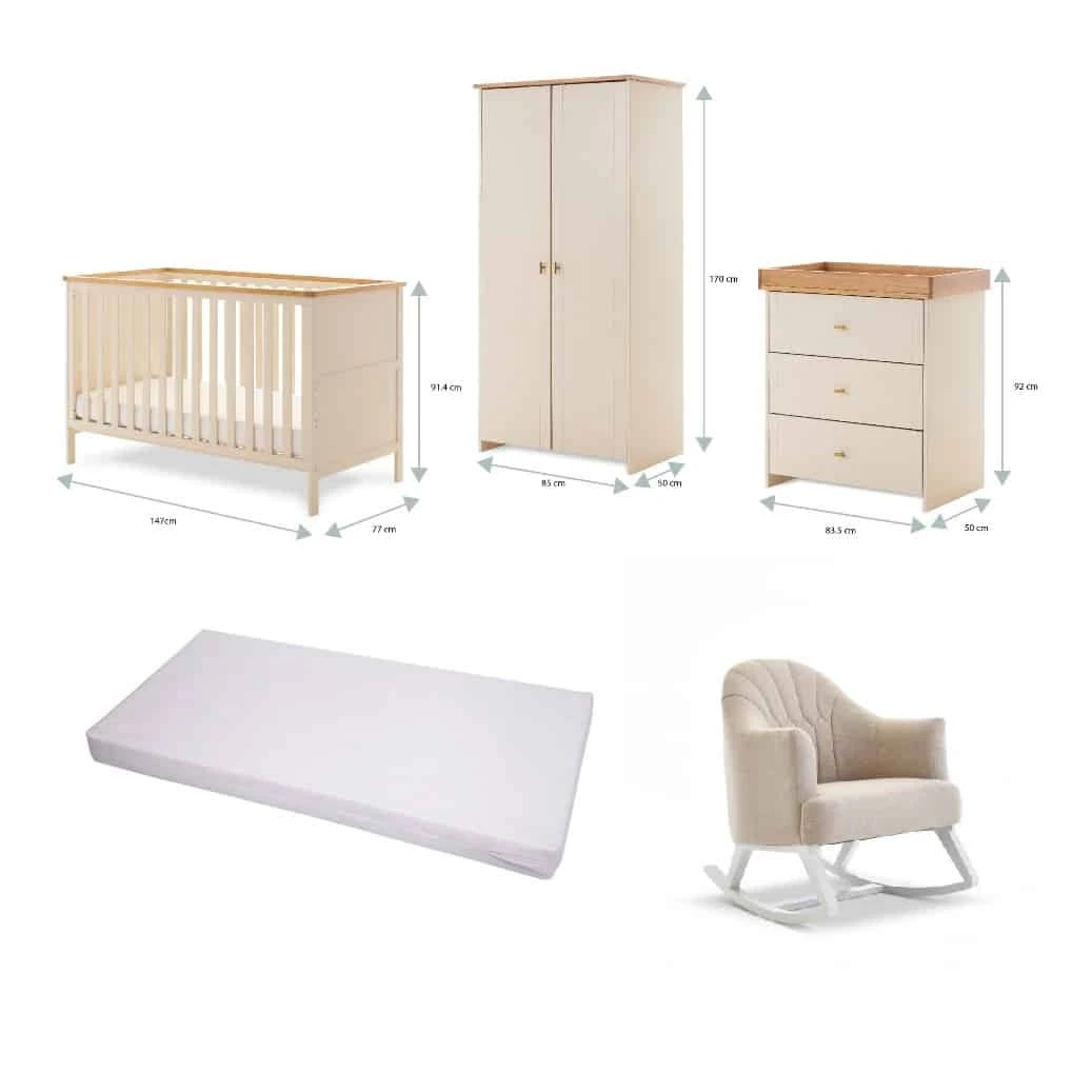 Obaby Evie Nursery Room Set/Rocking Chair Bundle – Cashmere 1 Obaby Evie Nursery Room Set/Rocking Chair Bundle – Cashmere