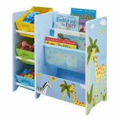 Liberty House Toys Safari Book Display Unit With Fabric Storage Boxes -Kiddies Kingdom Store fdgtygr