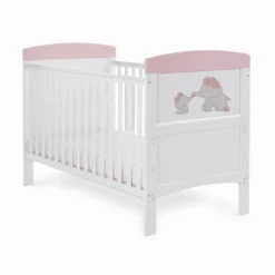 Obaby Me & Mini Me Pink Elephants Grace Inspire Cot Bed