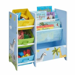Liberty House Toys Safari Book Display Unit With Fabric Storage Boxes -Kiddies Kingdom Store fghty