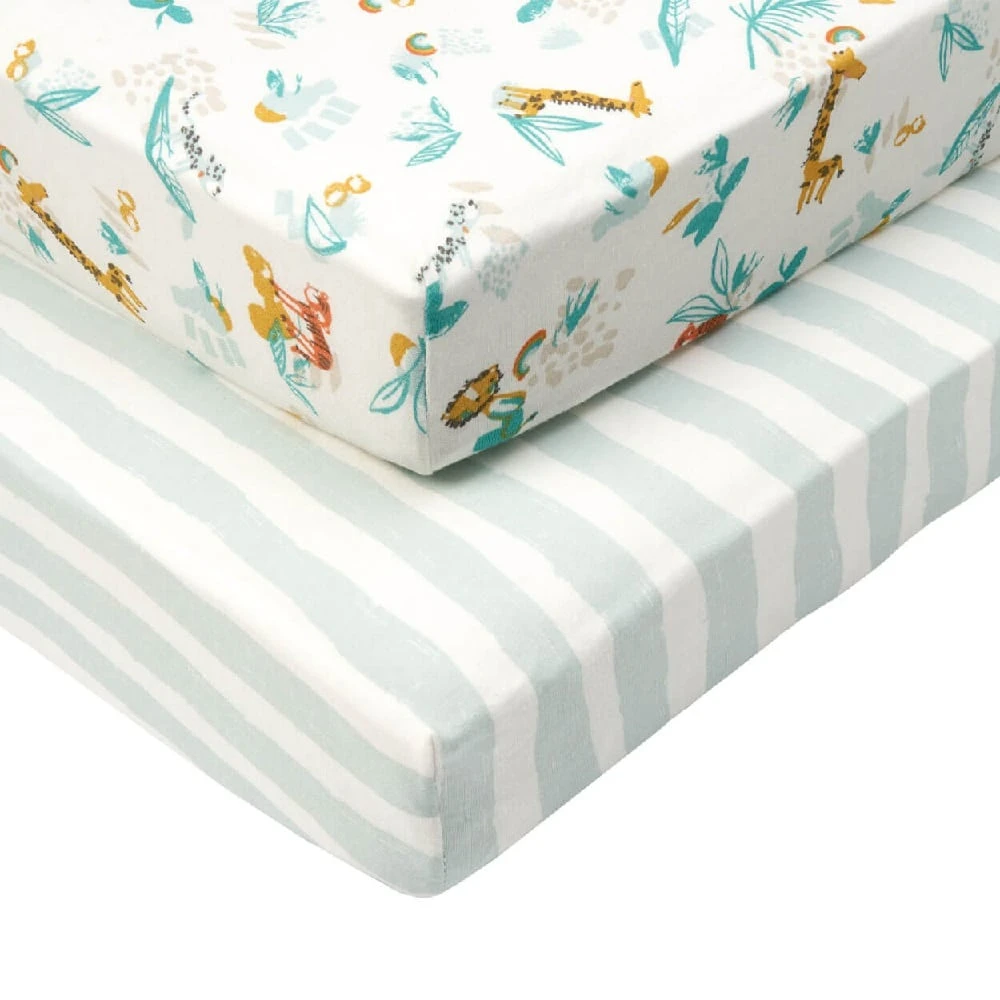 Tutti Bambini Mini Cot Fitted Sheets 2pk – Run Wild 1 Tutti Bambini Mini Cot Fitted Sheets 2pk – Run Wild