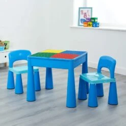 Liberty House Toys 5-in-1 Blue Activity Table And 2 Chairs Set