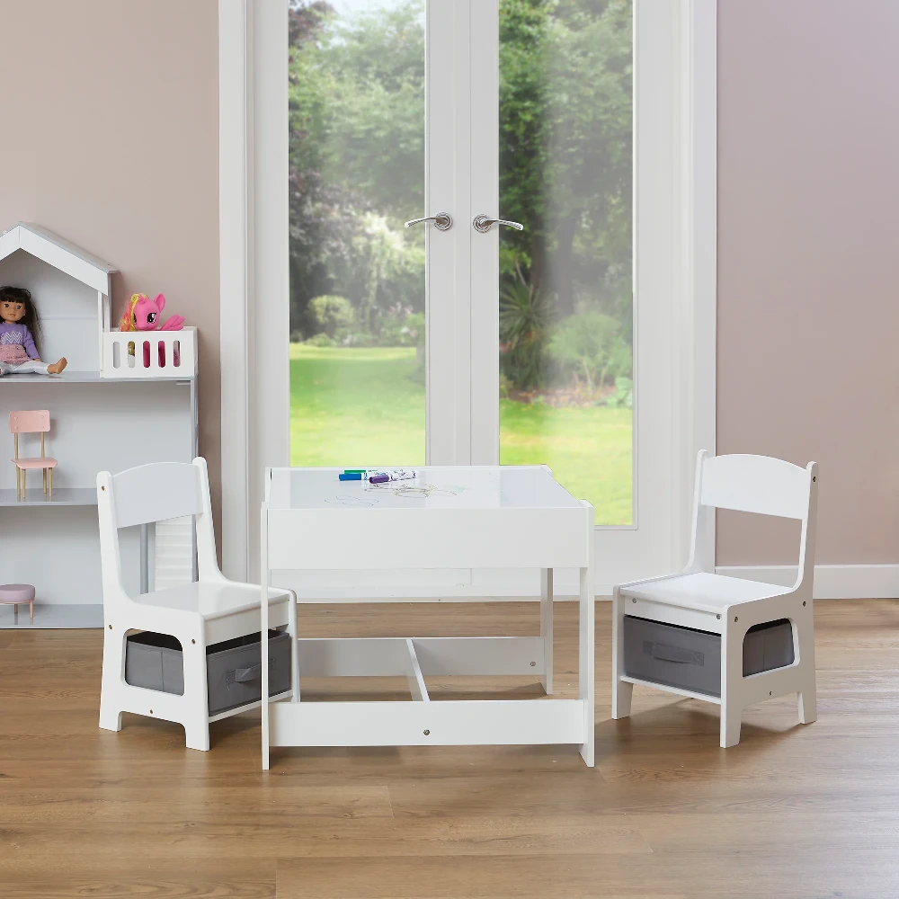 Liberty House Toys White Table And Chairs With Grey Bins 6 Liberty House Toys White Table And Chairs With Grey Bins - Image 6