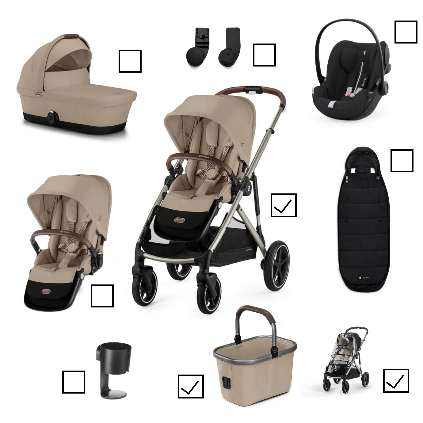 Cybex Gazelle S Travel System Builder – Almond Beige 1 Cybex Gazelle S Travel System Builder – Almond Beige