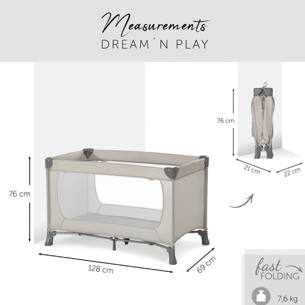 Hauck Beige Dream N Play Travel Cot 2 Hauck Beige Dream N Play Travel Cot - Image 2