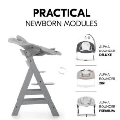 Hauck Alpha+ Grey Wooden Highchair -Kiddies Kingdom Store gey45768