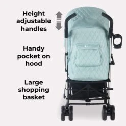 My Babiie Plus Stroller Quilted Aqua -Kiddies Kingdom Store gey5u
