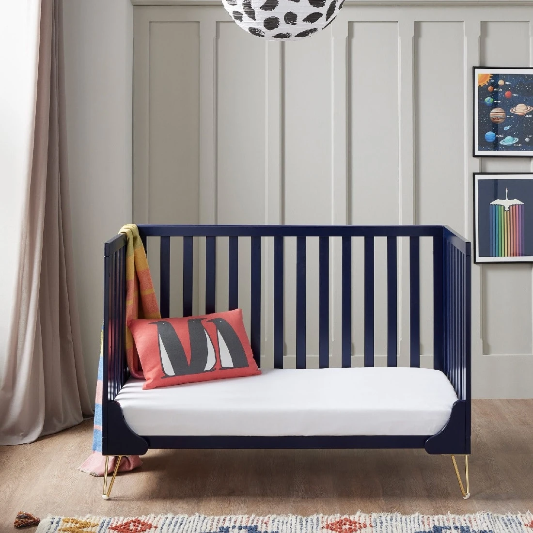 Babymore Kimi Cot Bed Midnight Blue 2 Babymore Kimi Cot Bed Midnight Blue - Image 2