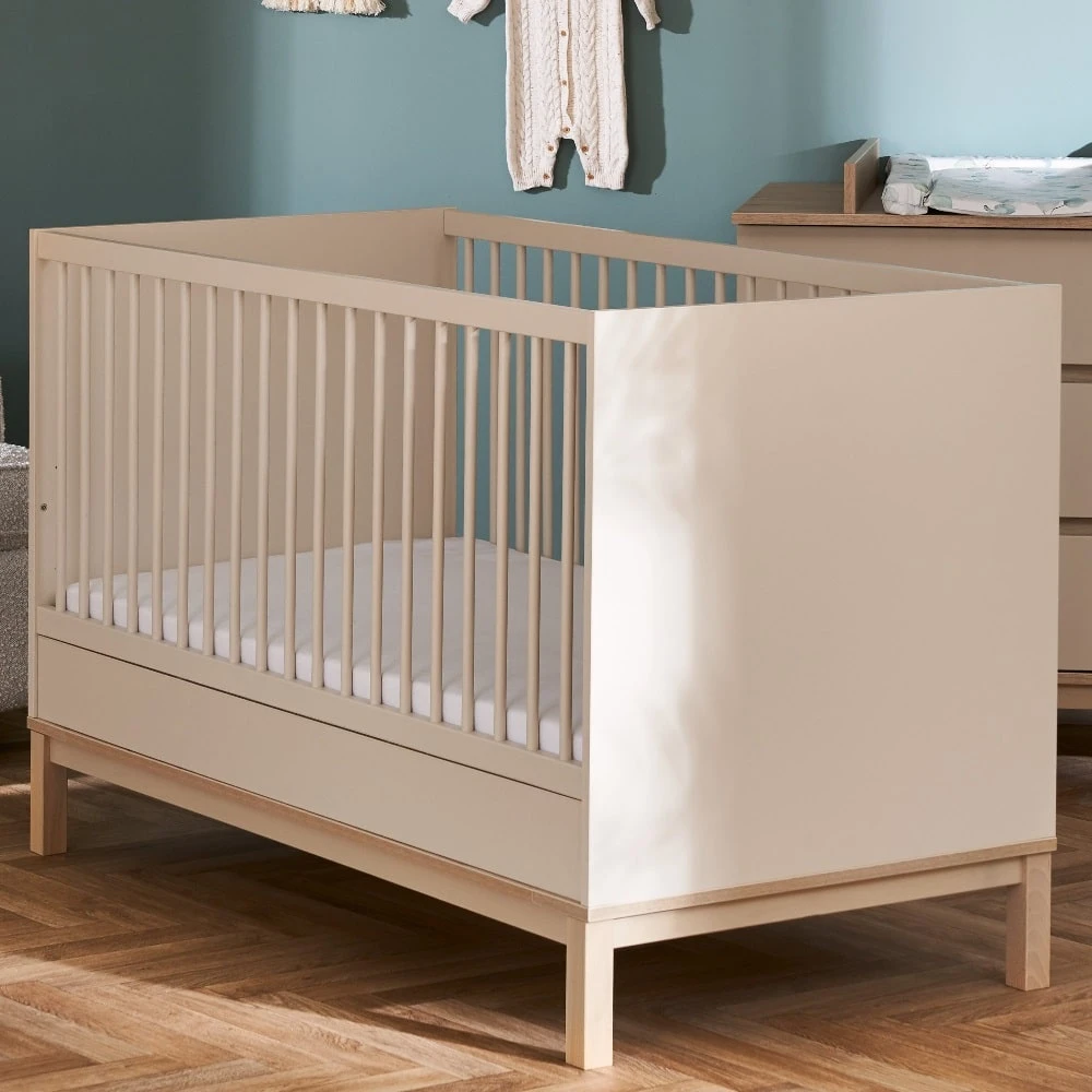 Obaby Astrid Cot Bed – Satin/Oak 1 Obaby Astrid Cot Bed – Satin/Oak