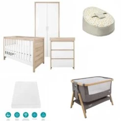 Tutti Bambini Modena 6 Piece Room Set Bundle – White/Oak