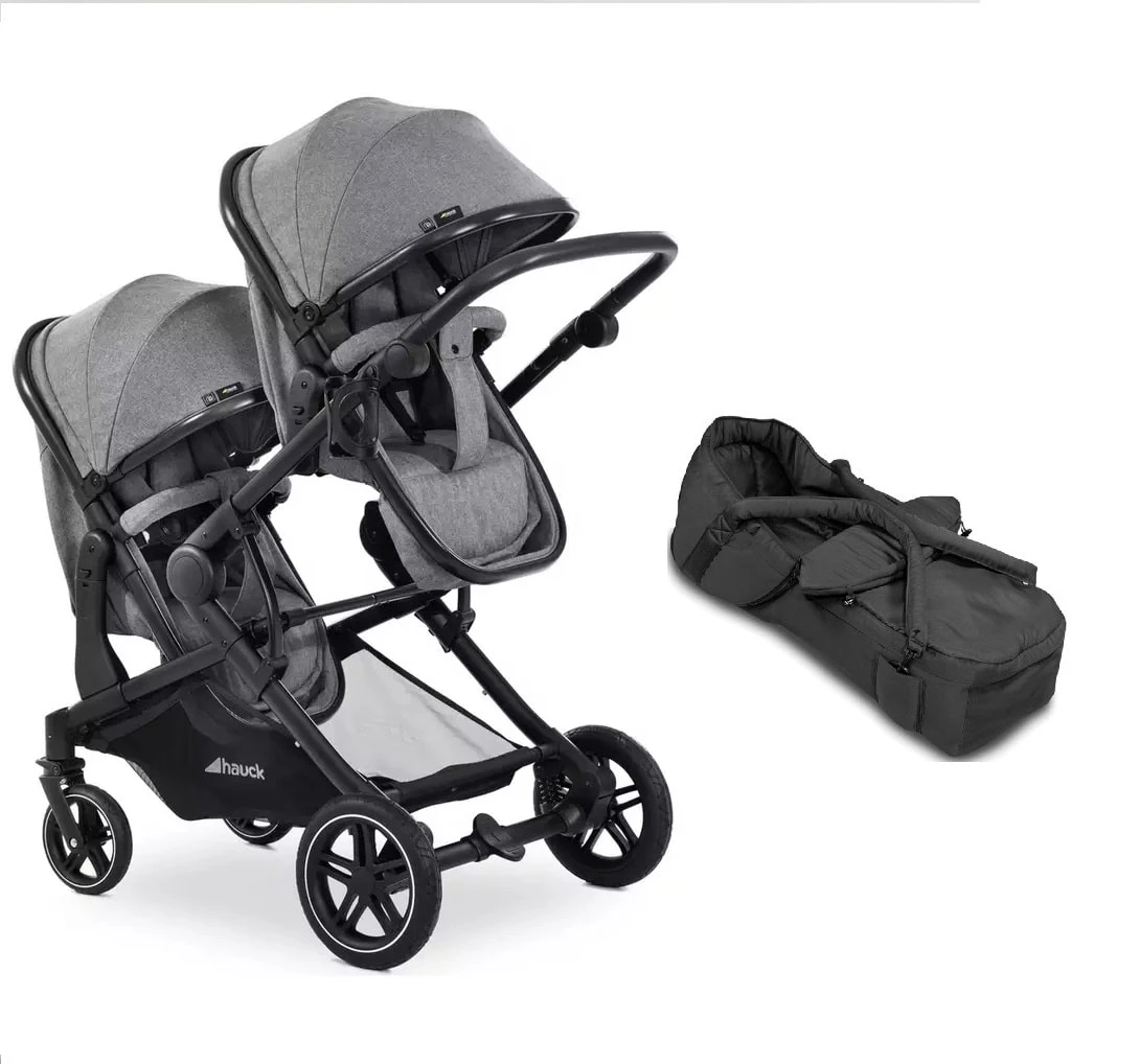 Hauck Melange Grey Atlantic Twin Stroller/Carrycot Bundle 1 1 Hauck Melange Grey Atlantic Twin Stroller/Carrycot Bundle 1