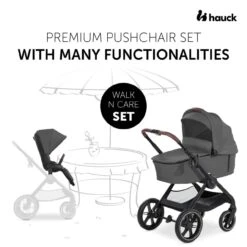 Hauck Walk N Care Cabriofix Travel System – Dark Grey -Kiddies Kingdom Store hauck walk n care dark grey 2