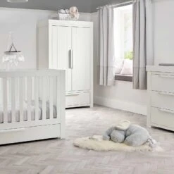 Mamas & Papas Franklin 7 Piece Nursery Room Set Shelf/Mattress – White Wash