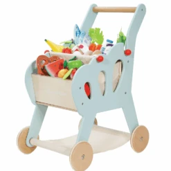 Le Toy Van Wooden Shopping Trolley And Cotton Bag 7 Le Toy Van Wooden Shopping Trolley And Cotton Bag -Kiddies Kingdom Store hgjfyh