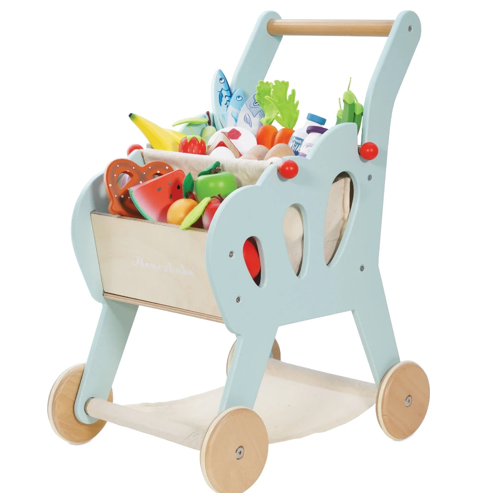 Le Toy Van Wooden Shopping Trolley And Cotton Bag 3 Le Toy Van Wooden Shopping Trolley And Cotton Bag - Image 3
