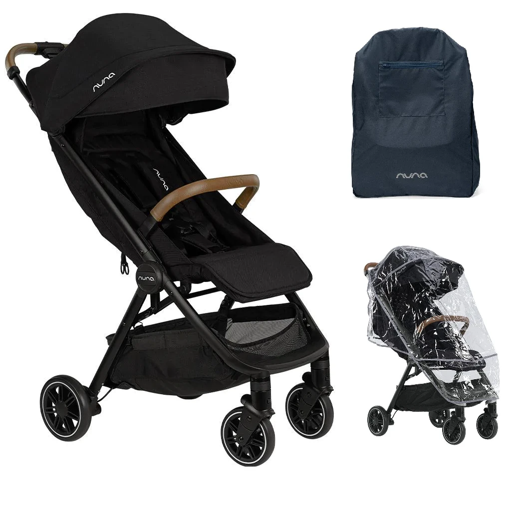 Nuna TRVL Compact Stroller With Raincover And Travel Bag – Caviar 1 Nuna TRVL Compact Stroller With Raincover And Travel Bag – Caviar