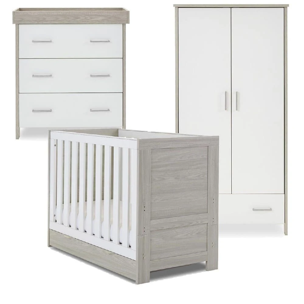 Obaby Nika Mini 4 Piece Nursery Room Set/Under Drawer – Grey Wash/White 1 Obaby Nika Mini 4 Piece Nursery Room Set/Under Drawer – Grey Wash/White