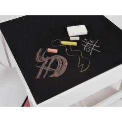 Liberty House Toys White Table And Chairs With Pink Bins -Kiddies Kingdom Store htgujt