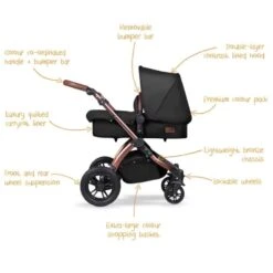 Ickle Bubba Stomp V4 All In One I-Size Isofix Travel System – Midnight Bronze 9 Ickle Bubba Stomp V4 All In One I-Size Isofix Travel System – Midnight Bronze -Kiddies Kingdom Store ickle bubba stroller midnight bronze with descriptions
