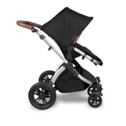 Ickle Bubba Stomp V4 All In One Isofix Travel System – Midnight Chrome -Kiddies Kingdom Store ickle bubba stroller midnight chrome stroller side on