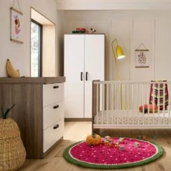 CuddleCo Enzo 3 Piece Nursery Furniture Set – Truffle Oak/White