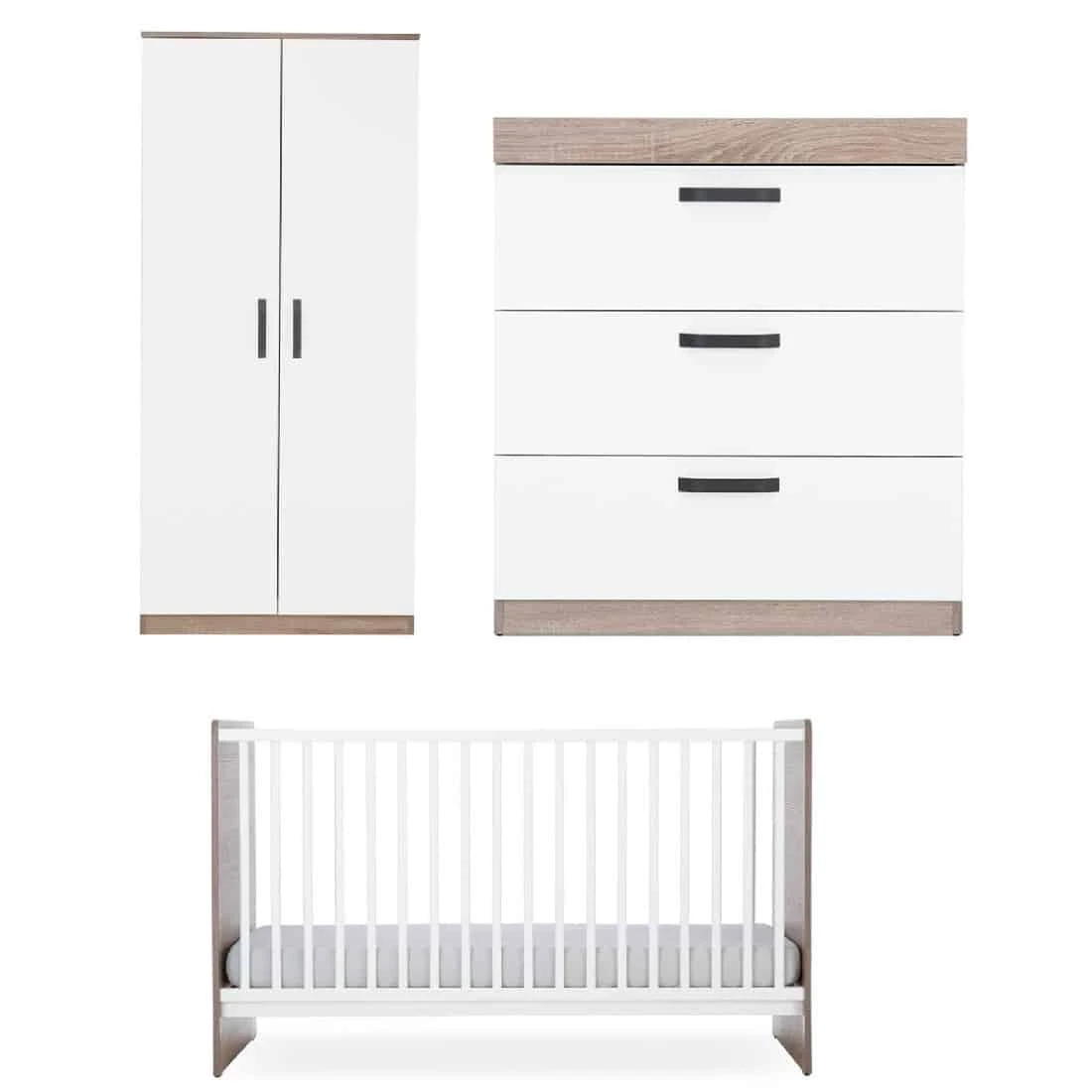 CuddleCo Enzo 3 Piece Nursery Furniture Set – Truffle Oak/White 3 CuddleCo Enzo 3 Piece Nursery Furniture Set – Truffle Oak/White - Image 3