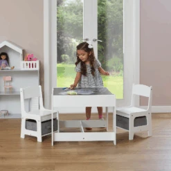 Liberty House Toys White Table And Chairs With Grey Bins 15 Liberty House Toys White Table And Chairs With Grey Bins -Kiddies Kingdom Store jhujiui
