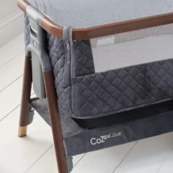 Tutti Bambini CoZee Luxe Bedside Crib – Walnut/Slate -Kiddies Kingdom Store jtyu686