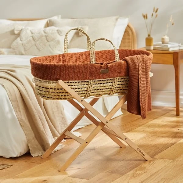 Little Green Sheep Organic Knitted Cellular Baby Blanket – Terracotta 2 Little Green Sheep Organic Knitted Cellular Baby Blanket – Terracotta - Image 2