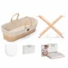 Little Green Sheep Natural Nitted Moses Basket Bundle – Linen