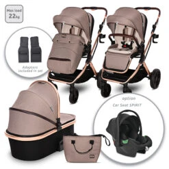 Lorelli Glory 3 In 1 Travel System – Beige/Rose