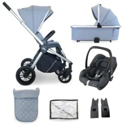 My Babiie Travel System With Cabriofix Car Seat – Steel Blue