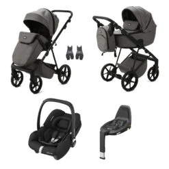 Mee-Go Milano Evo 3in1 Cabriofix + Base Travel System – Slate Grey