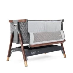 Tutti Bambini CoZee Luxe Bedside Crib – Walnut/Slate -Kiddies Kingdom Store mlmlm