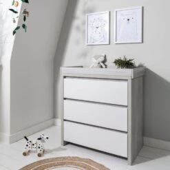 Tutti Bambini Modena Cot Bed – Grey Ash/White With Mattress -Kiddies Kingdom Store modena changing unit grey 2