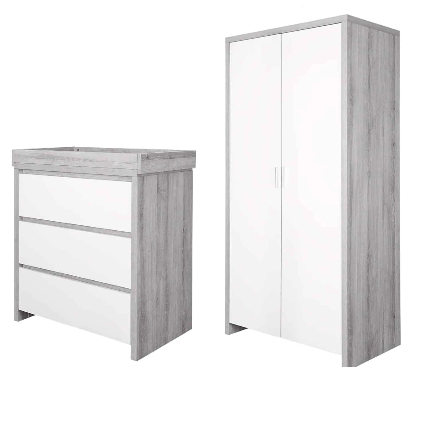Tutti Bambini Modena 2 Piece Wardrobe And Dresser Room Set – Grey Ash/White 1 Tutti Bambini Modena 2 Piece Wardrobe And Dresser Room Set – Grey Ash/White