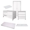 Tutti Bambini Modena 6 Piece Room Set/Underdrawer/Cot Top Changer – Grey Ash/White