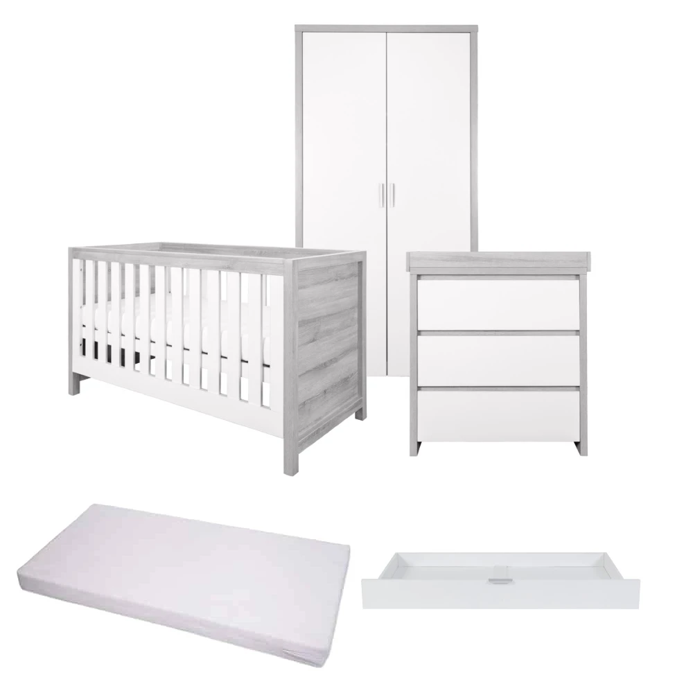 Tutti Bambini Modena 5 Piece Room Set/Underdrawer – Grey Ash/White 1 Tutti Bambini Modena 5 Piece Room Set/Underdrawer – Grey Ash/White