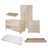 Tutti Bambini Modena 6 Piece Room Set/Underdrawer/Cot Top Changer – Oak