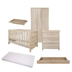 Tutti Bambini Modena 6 Piece Room Set/Underdrawer/Cot Top Changer – Oak