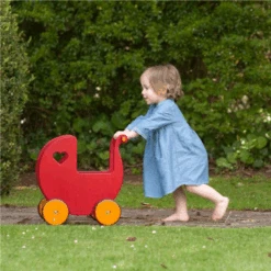 Moover Dolls Pram Red Birch Veneer -Kiddies Kingdom Store moover dolls pram red birch veneer3