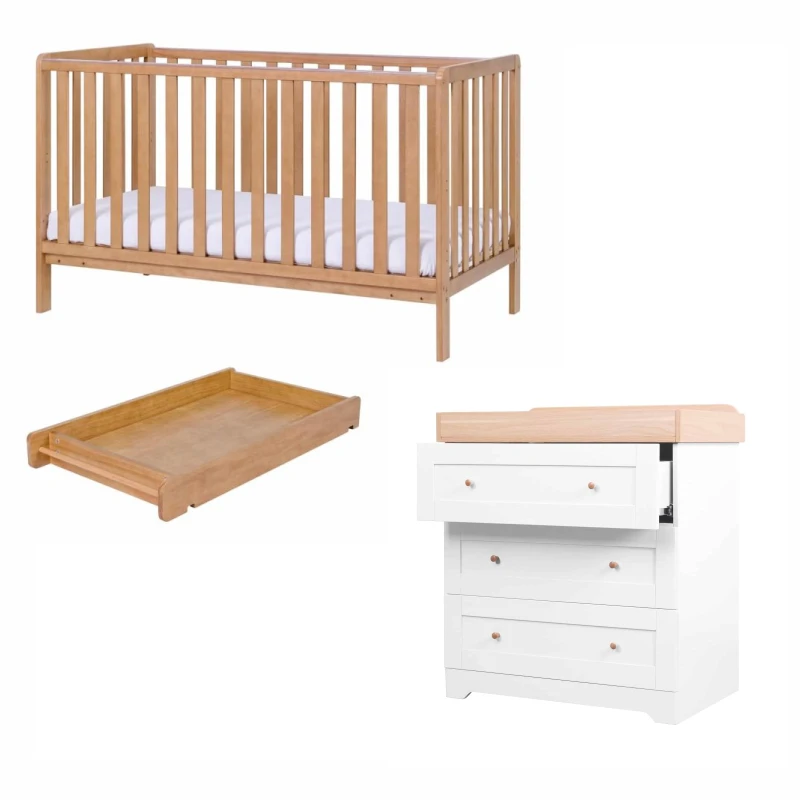 Tutti Bambini Napoli 2 Piece With Malmo Cot Bed Nursery Room Set – White/Oak 1 Tutti Bambini Napoli 2 Piece With Malmo Cot Bed Nursery Room Set – White/Oak