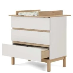 Obaby Astrid 5 Piece Nursery Room Set/Shelf/Mattress – White/Oak -Kiddies Kingdom Store nfmk 2