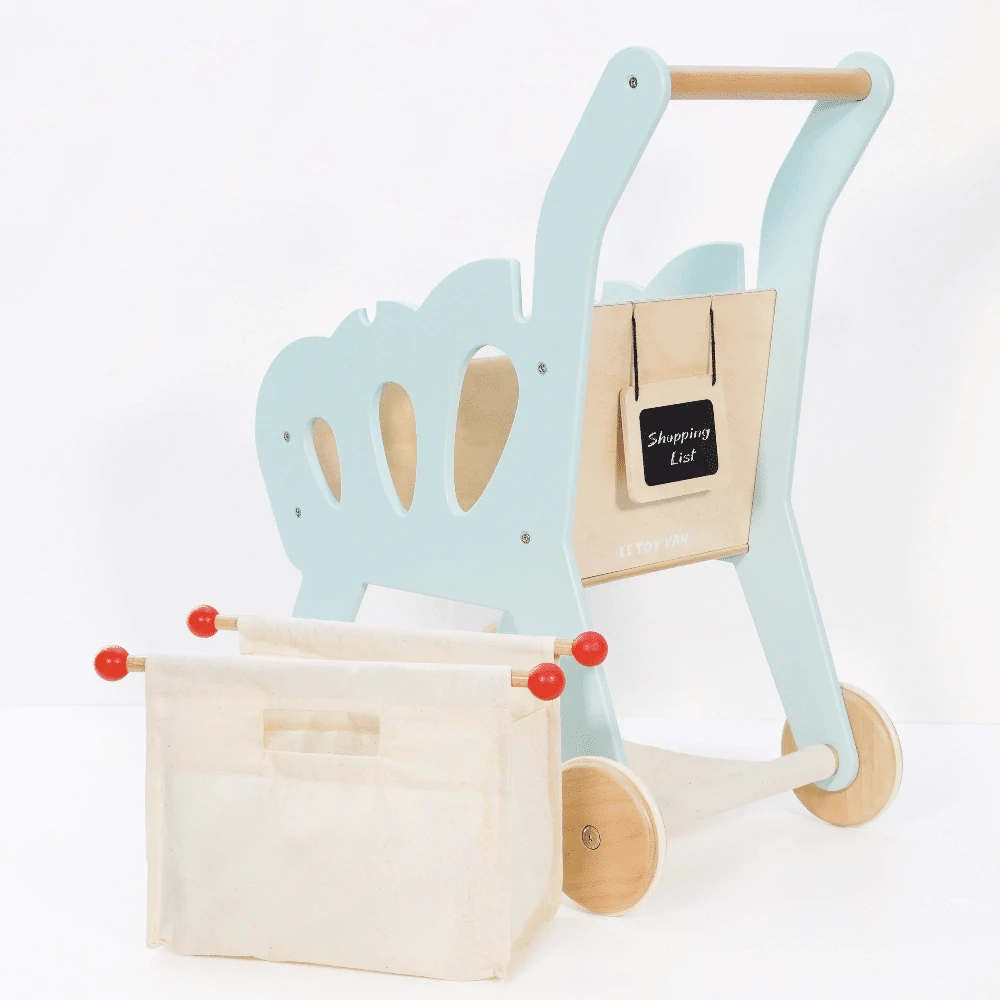 Le Toy Van Wooden Shopping Trolley And Cotton Bag 2 Le Toy Van Wooden Shopping Trolley And Cotton Bag - Image 2
