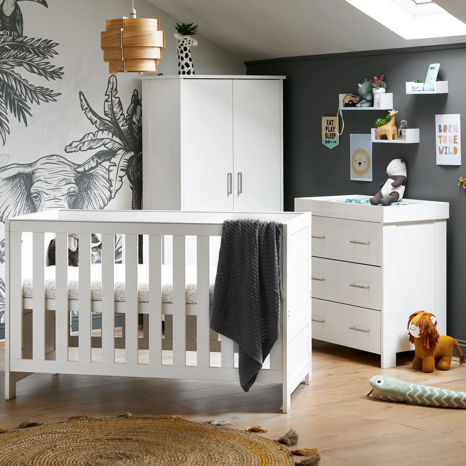 Obaby Nika 3 Piece Nursery Room Set – White 1 Obaby Nika 3 Piece Nursery Room Set – White