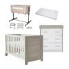 Obaby Nika 5 Piece Newborn Room Set Bundle – Grey Wash/White