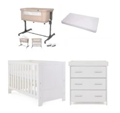 Obaby Nika 5 Piece Newborn Room Set Bundle – White Wash