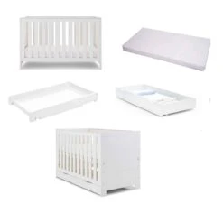 Obaby Nika Cot Bed/ Underdrawer/ Cot Top Changer – White Wash